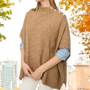 J. Crew Brown Poncho with Button Accents